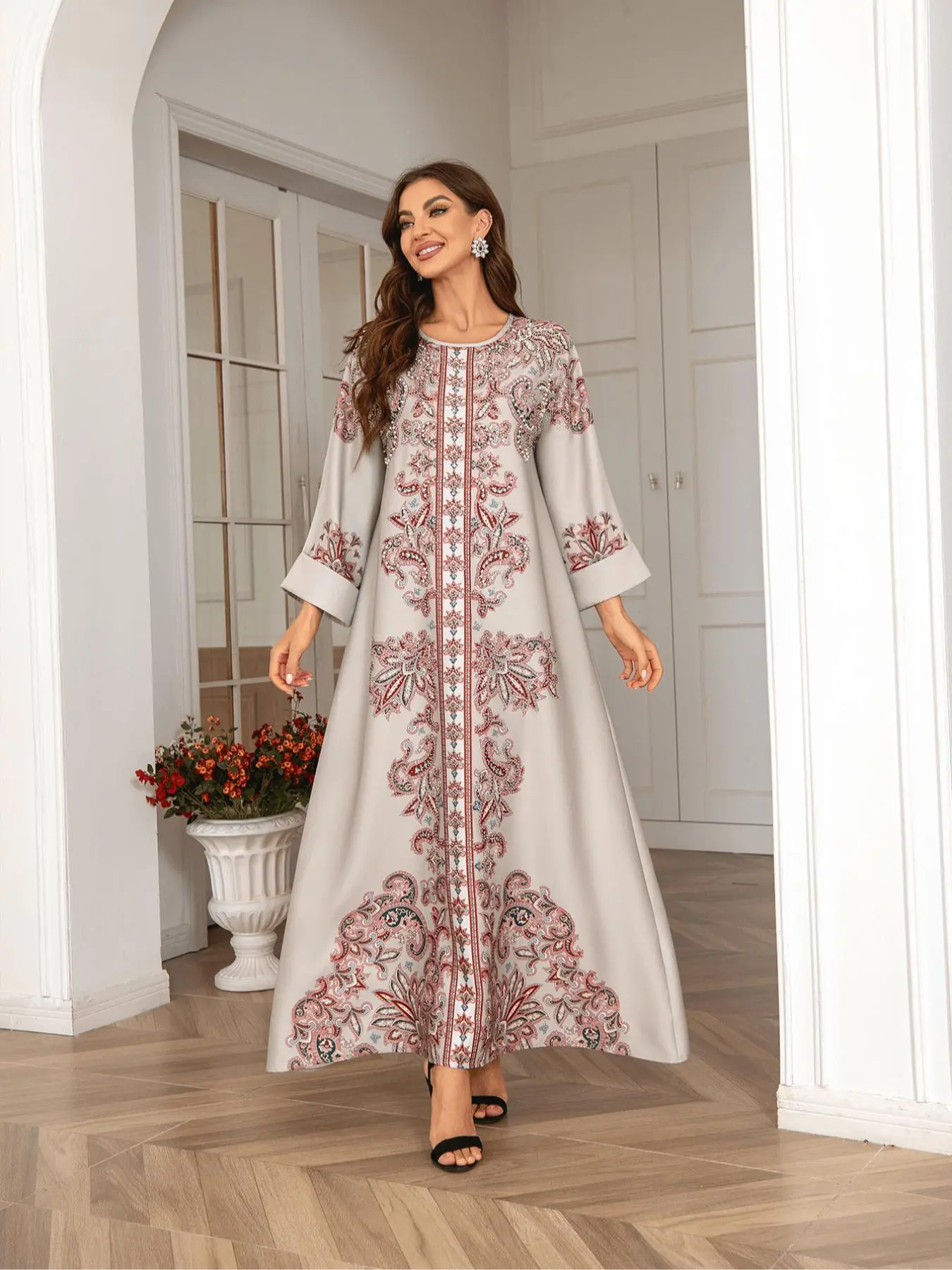 Women's Floral Formal Embroidery Long Sleeve Dress, Elegant Round Neck Dress  for Party Holiday Wedding Guest, Ladies Clothes for All Seasons, muslim  wedding dresses, Womenswear - TikTok Shop