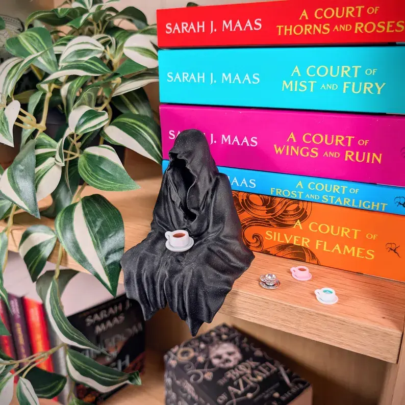 Suriel ACOTAR Figurine With Tea Cup | Grim Reaper Bookself Decor