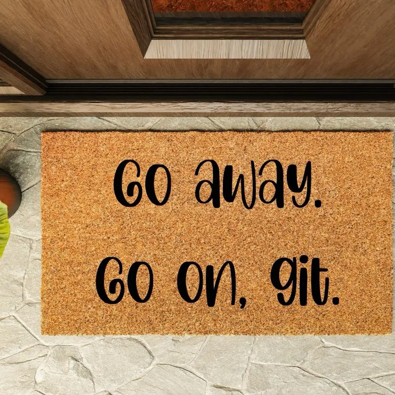 Go Away Door Mats 18"x30" Coir Welcome Mat for Entrance with Go Away Go On Git Design