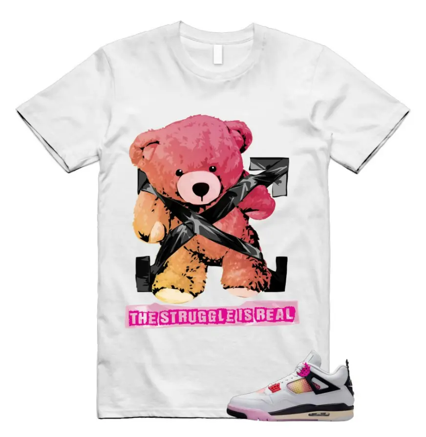 4 Comic White Black Pink Anthracite Fire Arctic T Shirt Match Real Bear, 4 Comic Sneaker Matching Shirt, Cotton Unisex Graphic T-Shirt