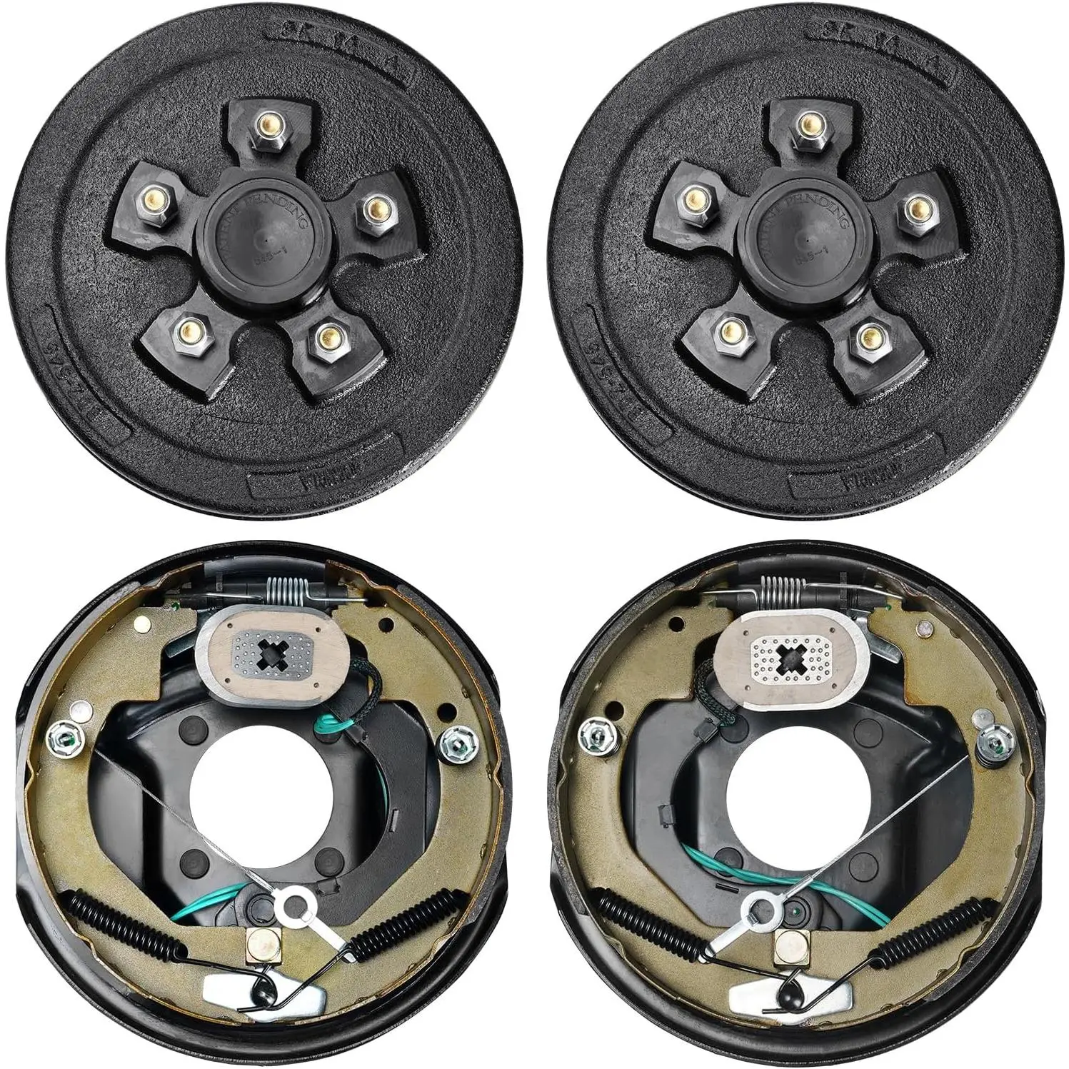 VEVOR 1 Pair Wheel Hub Trailer Drum Kits with Dexter 10"x2-1/4" Electric Brakes, 5 on 4.5" B.C., Easy Install 4-Hole Self-Adjusting Mounting Assembly for 3500 lbs Axle, Brake System Backing Plates (Father's Day Gift)