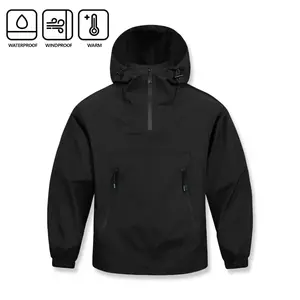 Men's Spring And Autumn Polyester Fiber Fabric Pocket Zipper Drawstring Design Hooded Jacket Workwear Coat Trendy Casual Versatile Hoodie Windbreaker