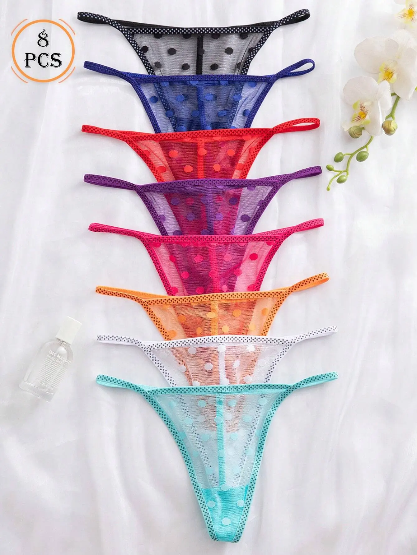 LALUZ Comfortable G-String Panties 8 Pack Multicolor Women's Stylish Sexy Lingerie Thong Set Soft Breathable Everyday Intimates Multipack High Quality