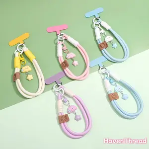 5pcs Women's Summer Vibes Phone Lanyard - Fun Cloud and Star Charms, Colorful Dopamine Mobile Phone Accessories for Smartphone, Cellphone, Android and iOS, Handmade Gift for Best Friend