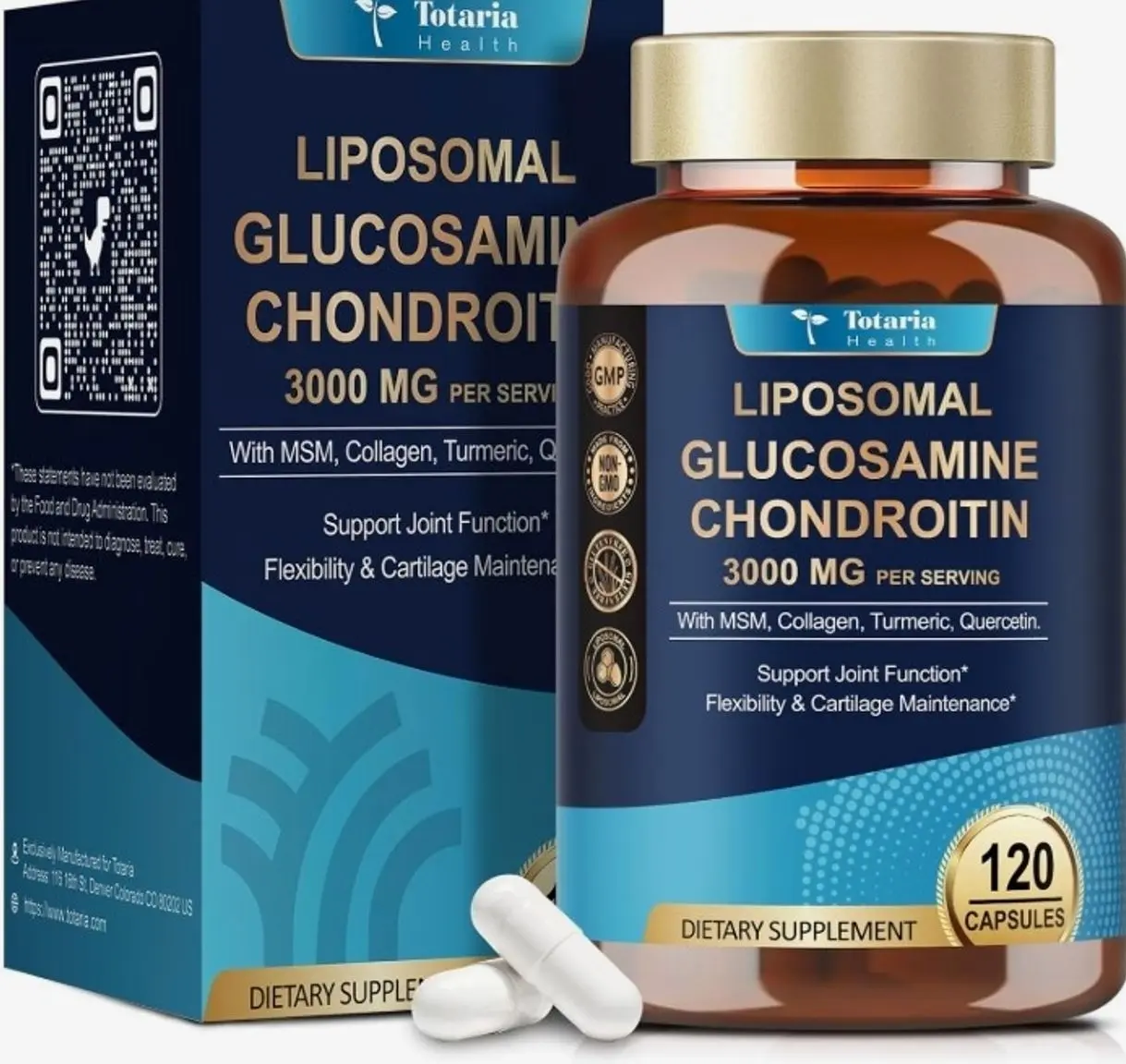 Liposomal Glucosamine Chondroitin MSM Collagen | 3000 MG | Joint Support Supplement Bone Health Support Flexibility & Cartilage Maintenance for Men & Woman Supplement, Non-GMO