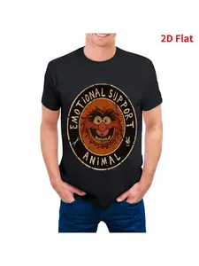 Mens Emotional Support Animal Graphic T-Shirt  Large Size, Ernie-Inspired Muppets Design, Machine Washable Casual & TV Show Fan Apparel for Casual Attire & Themed Events (Ideal Gift for