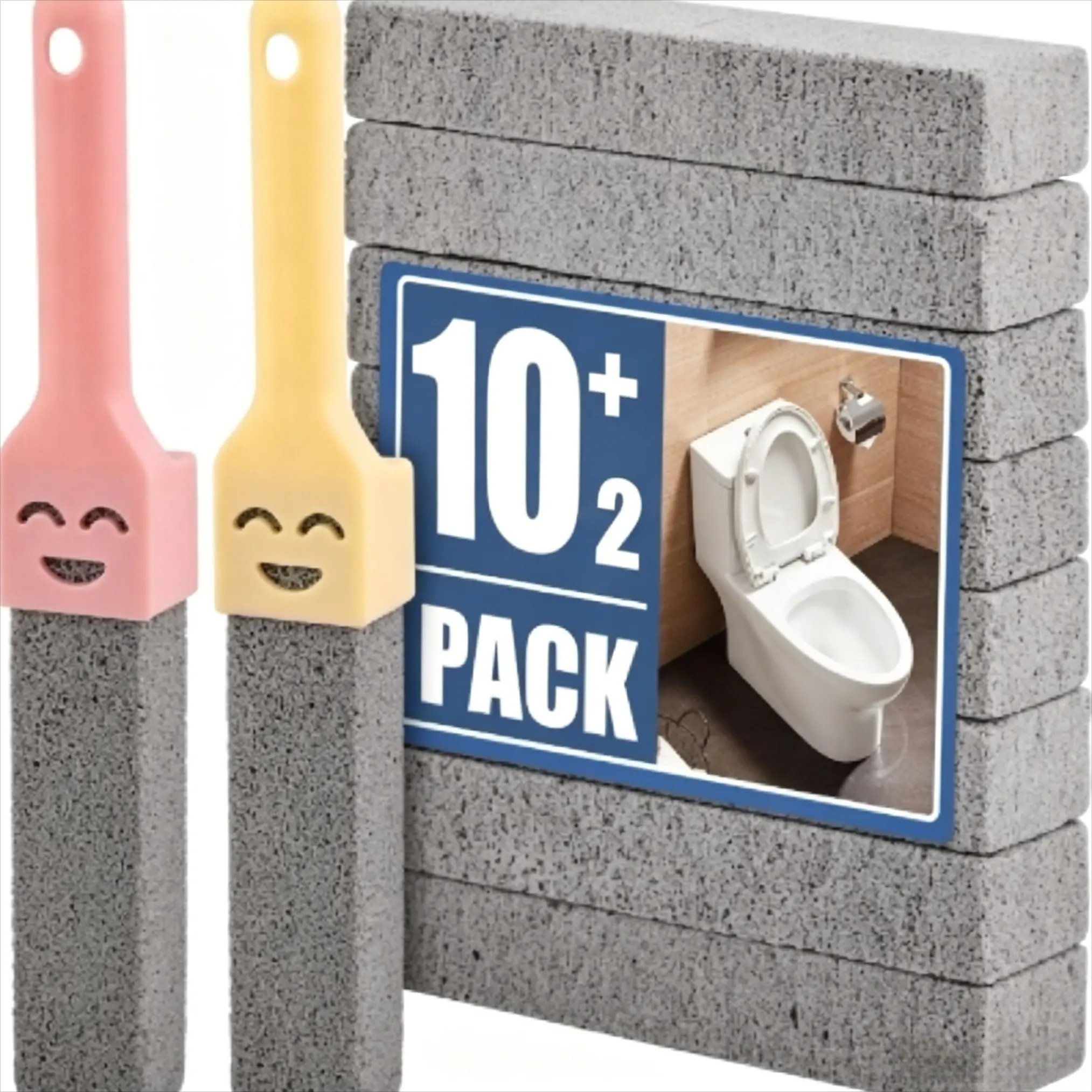 12Pcs Reusable Pumice Scouring Pad Cleaning Stones (5.9x1.4x0.9in, Gray) - Pet Fish Aquatic & Kitchen Household Cleaning Tools for Stains, Deposits, Residues (Home Care Supplies)