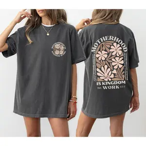 Motherhood Is Kingdom Work Tee - Comfort Colors, Mother's Day T-shirt, Retro Christian Mom Shirt, Unisex Casual Wear, Lightweight and Comfortable Fit