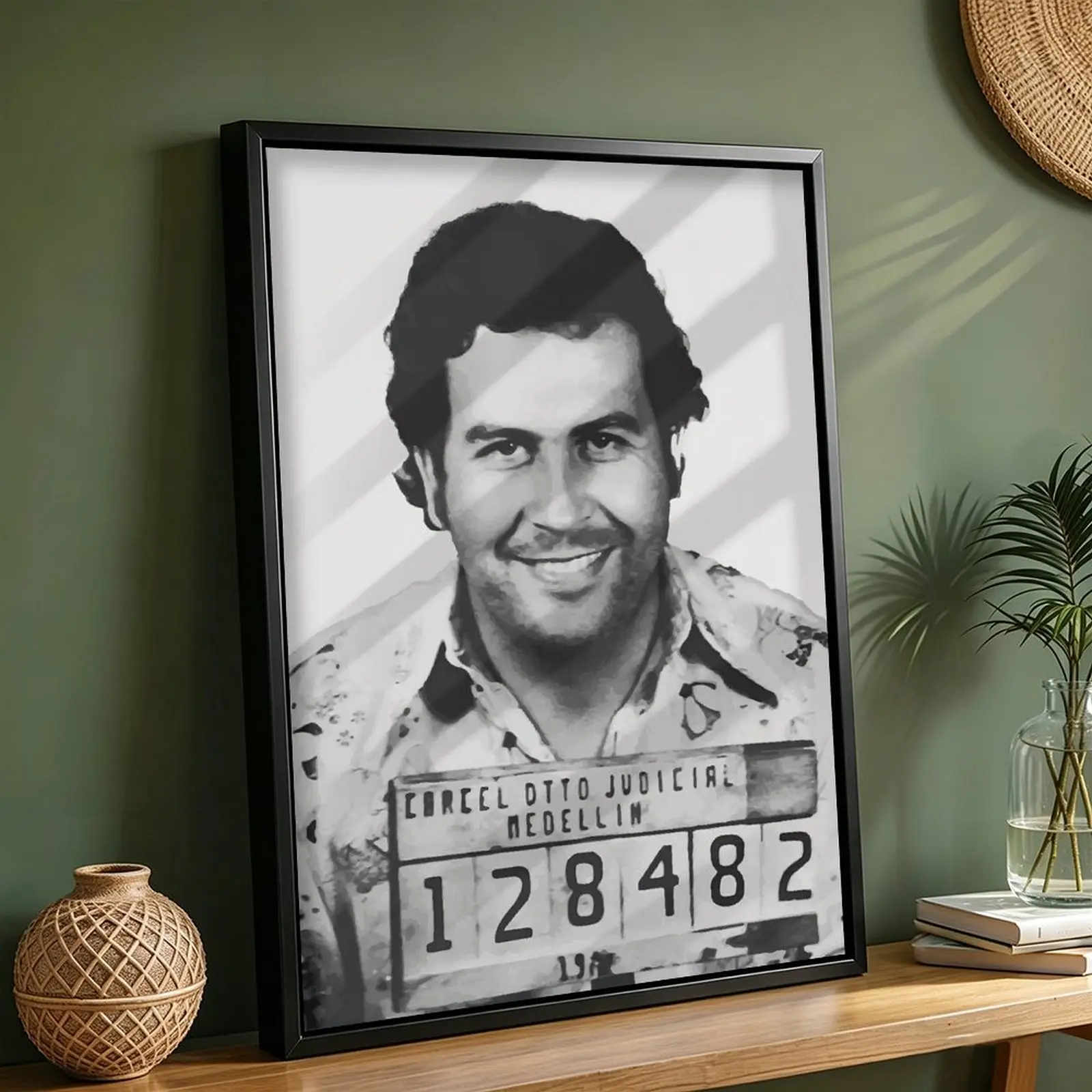 Vintage Pablo Escobar - Retro Pablo Escobar Portrait Canvas Printing Wall Art Retro Archival Documentary Prints Scandinavian Minimalist posters for Office Dorm Living Room Wall Decor cool stuff for room bedroom styling Historical Figure Collector