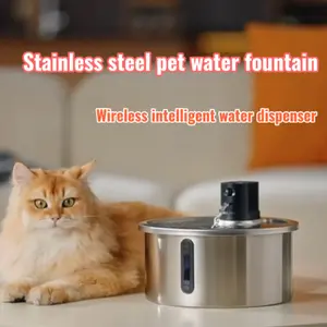 Water Fountain Cat Dog Accessories Stainless Steel Ceramic Wireless Upgraded Smart 3.2L/108oz Pet Water Fountain for Cats&Dogs Indoor Automatic Pet Watering Dispenser Dishwasher Safe Quiet Pump Winter Heating Base Option Triple Filtration cat  water  bott