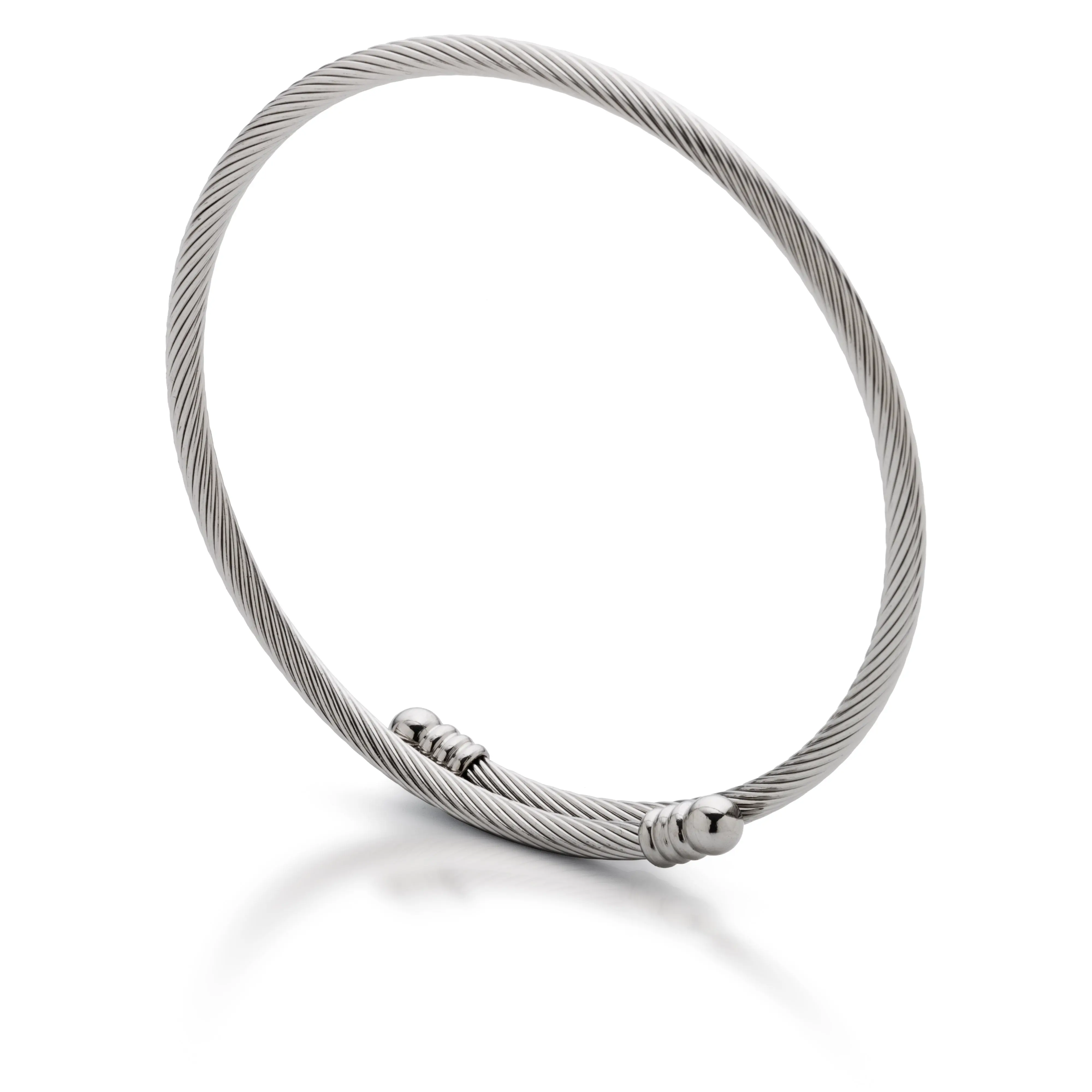Cable Cuff Open Bracelet - Unisex Twisted Wire Bangle in Classic Gold & Silver - 316L Stainless Steel - Hypoallergenic & Anti-Tarnish - Adjustable Fit