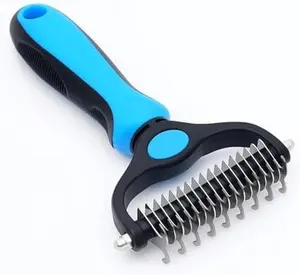 Dog & Cat Deshedding Brush for Shedding Control – Double-Sided Undercoat Rake & Dematting Comb, Pet Grooming Tool for Dogs & Cats, Removes Loose Hair, Tangles & Mats, Suitable for Long & Short Hair