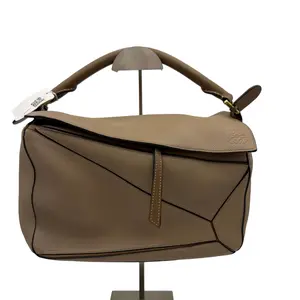 Pre-owned Loewe Taupe Pebble Leather Medium Puzzle Top Handle Crossbody Handbag