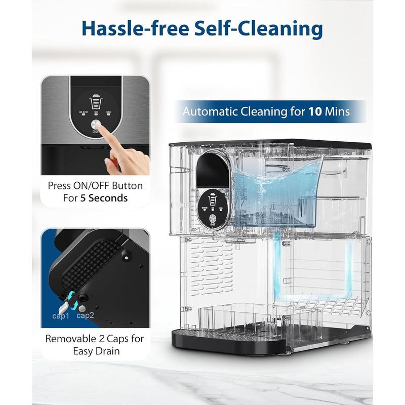 COWSAR Nugget Ice Maker Dispenser, Self Dispensing Pellet Ice Maker, 44lbs/24H, 15mins Quick Ice Make, 3.3lbs Ice Storage, Ice Full Indicator, Self-Cleaning, Home, Kitchen, Bar, Party