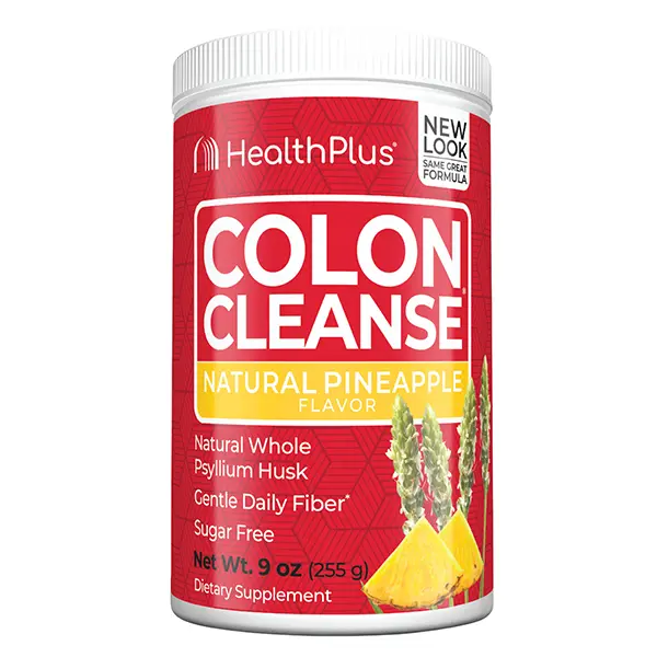 Health Plus Colon Cleanse Powder Pineapple Flavor – Psyllium Fiber Detox Supplement for Bloating Relief, 9 oz