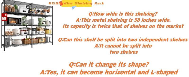 Raybee Shelf 5-Tier Adjustable Twin Shelves 1400 lbs Wire Shelving Unit for Storage Rack Heavy Duty Garage Metal Shelf Pantry Kitchen, Black/Chrome