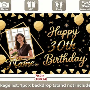 Custom Party Backdrop Banner, 30th Birthday Photo Banner, Home Gathering, Wedding, Birthday Party, Christmas, Thanksgiving Decorations