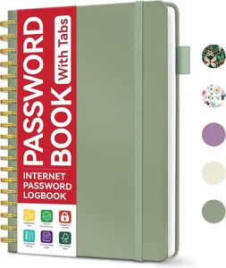 Password Book with Alphabetical Tabs, 5.5" x 6.7" Spiral Password Book for Seniors, Ideal Password Keeper for Organizational Use