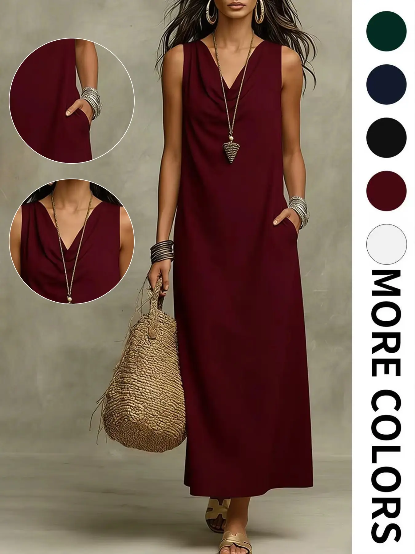 2026 Summer New Arrival, Cloud Cotton Lightweight Sleeveless Long Dress, Boho Style Bohemian Loose Slimming Dress, French Lazy Wind Casual Long Dress