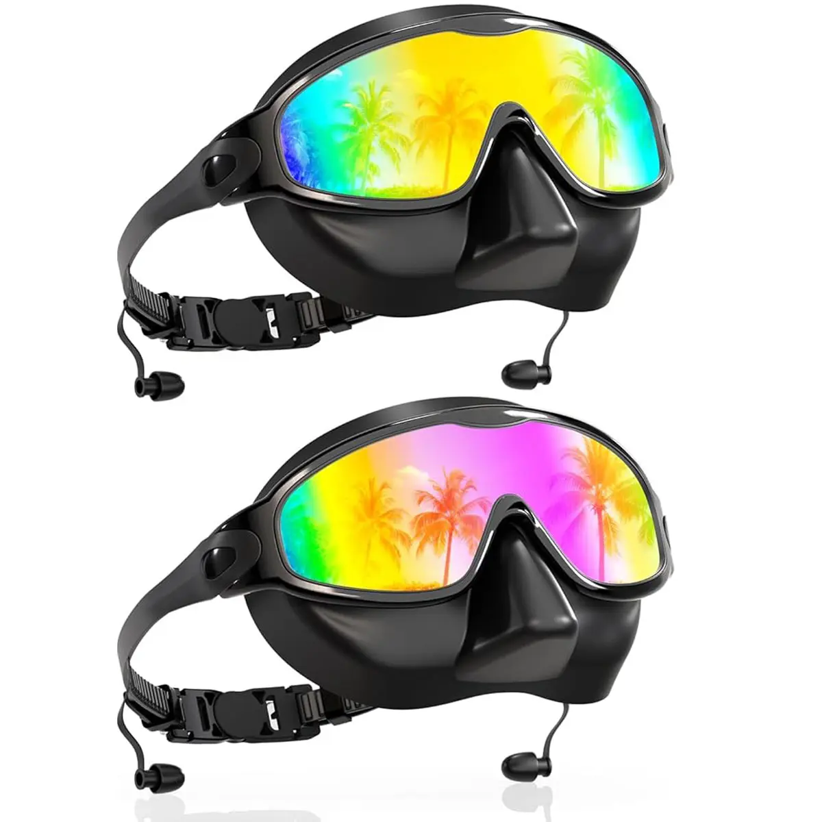 Aegend Silicone Leak Proof Adjustable Swimming Goggles for Adults, 2-Pack with Nose Cover, Wide View, Anti-Fog, UV-Protective for Men & Women, Leak Proof Goggles, 100% Silicone Swimming Goggles tiktokshopbacktoschool
