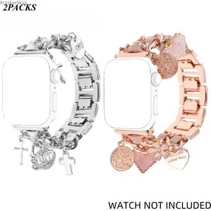 2026 NEW Fashionable Watch Band with Unique Pendants, 2 Counts Replacement Watch Band for iWatch Series 10 9 8 7 6 5 4 3 2 SE Ultra, Smart Watch Accessories, Smart Watch Straps