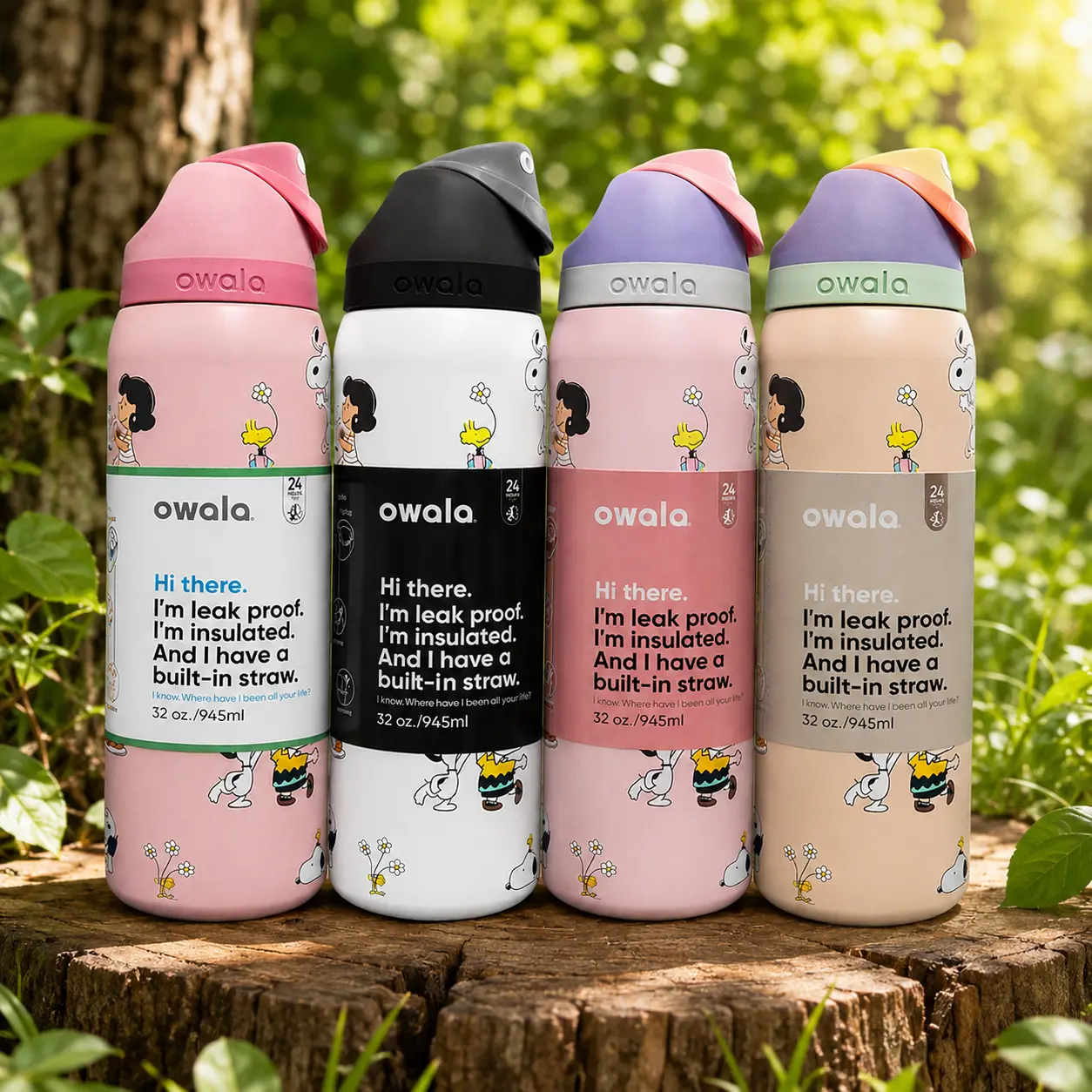 Owala FreeSip 32oz Insulated Water Bottle with Built-In Straw | BPA-Free | Leak-Proof | Keeps Cold 24H & Hot 12H | Colorful Winter Collection