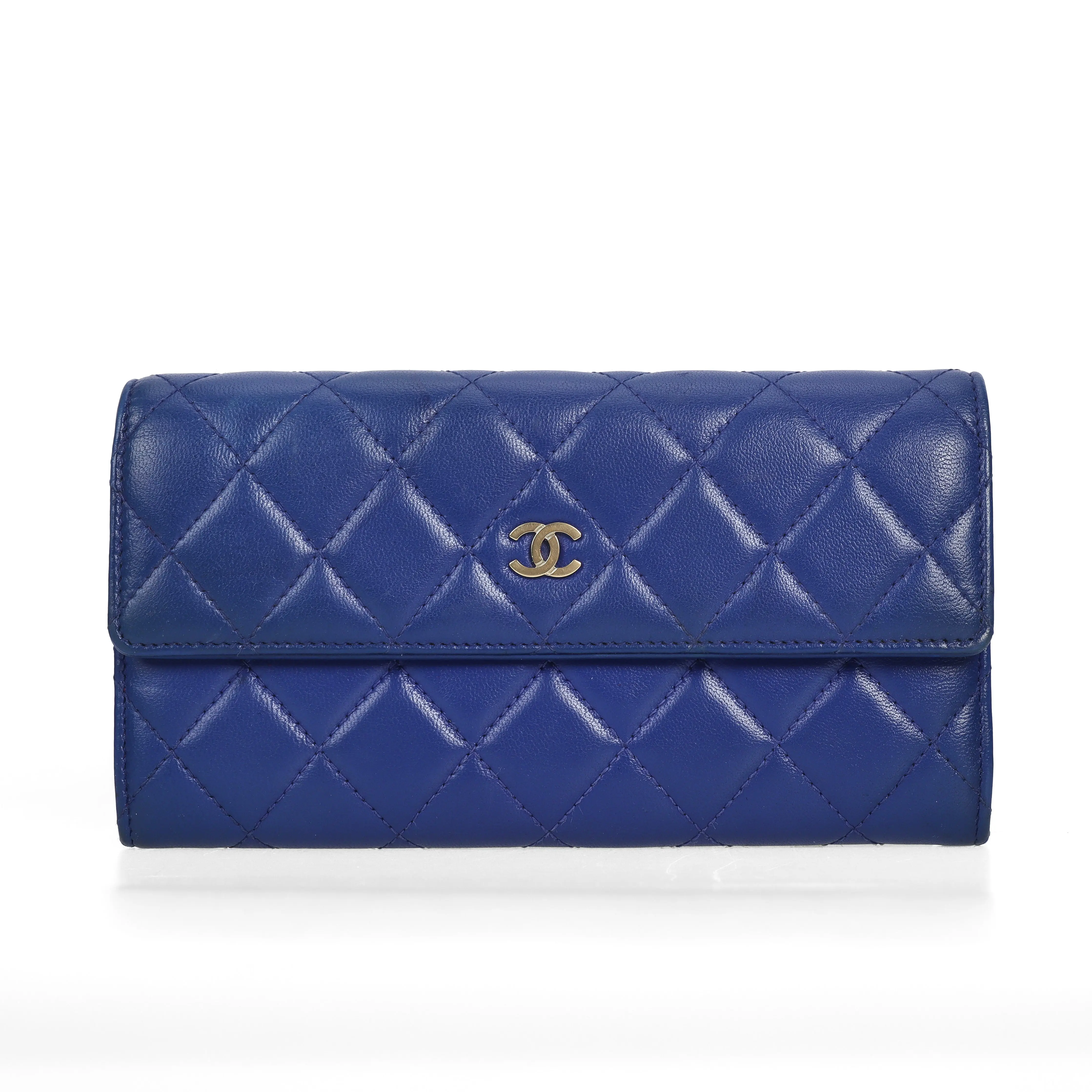 Pre-owned CHANEL Calfskin Wallet Classic Flap Blue 69193259