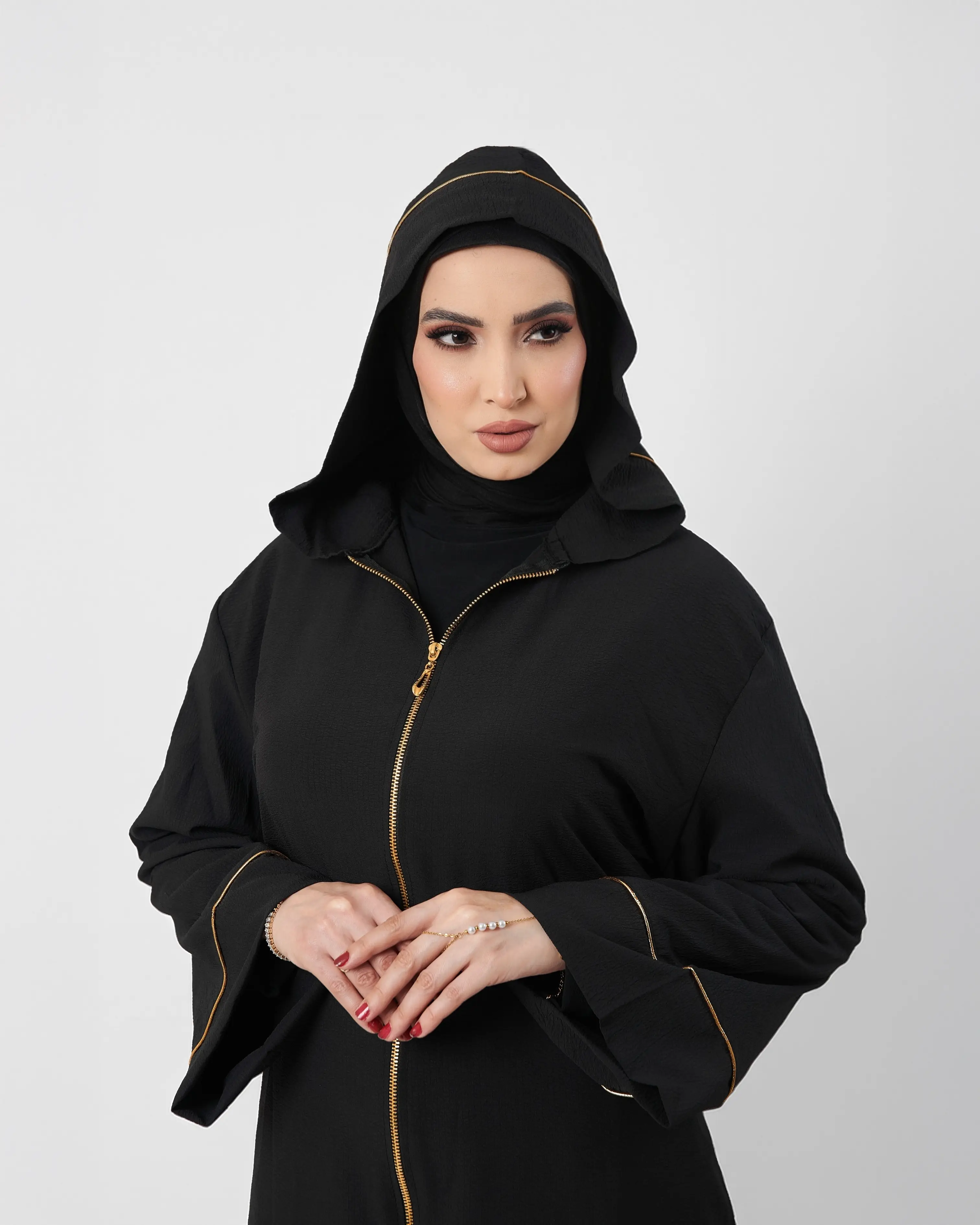 4PCS Women’s Muslim Abaya Set with Pants and Undershirt - Islamic Dresses for Umrah, Hajj, Ramadan, and Dubai Jilbab Style/ One Size (Large- 2XLarge)
