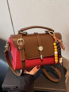 Vintage texture splicing niche design shoulder bag, large capacity casual and practical versatile daily crossbody bag, atmospheric college style casual Cambridge bag, suitable for class, shopping and travel