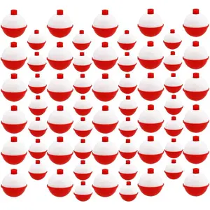60PCS Fishing Bobbers – Push Button Round Float Set, Hard ABS Buoy Floats in 1 & 1.5 Inch Sizes for Freshwater Fishing Tackle
