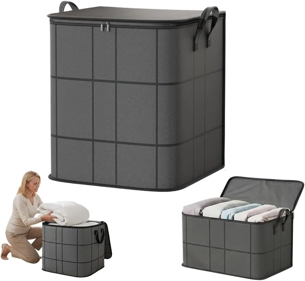Dust-Proof Comforter and Bedding Organizer, Foldable Large-Capacity Storage Bags, dustproof organizer for bedding with Reinforced Handles & Sturdy Zippers, for Home Or Travel