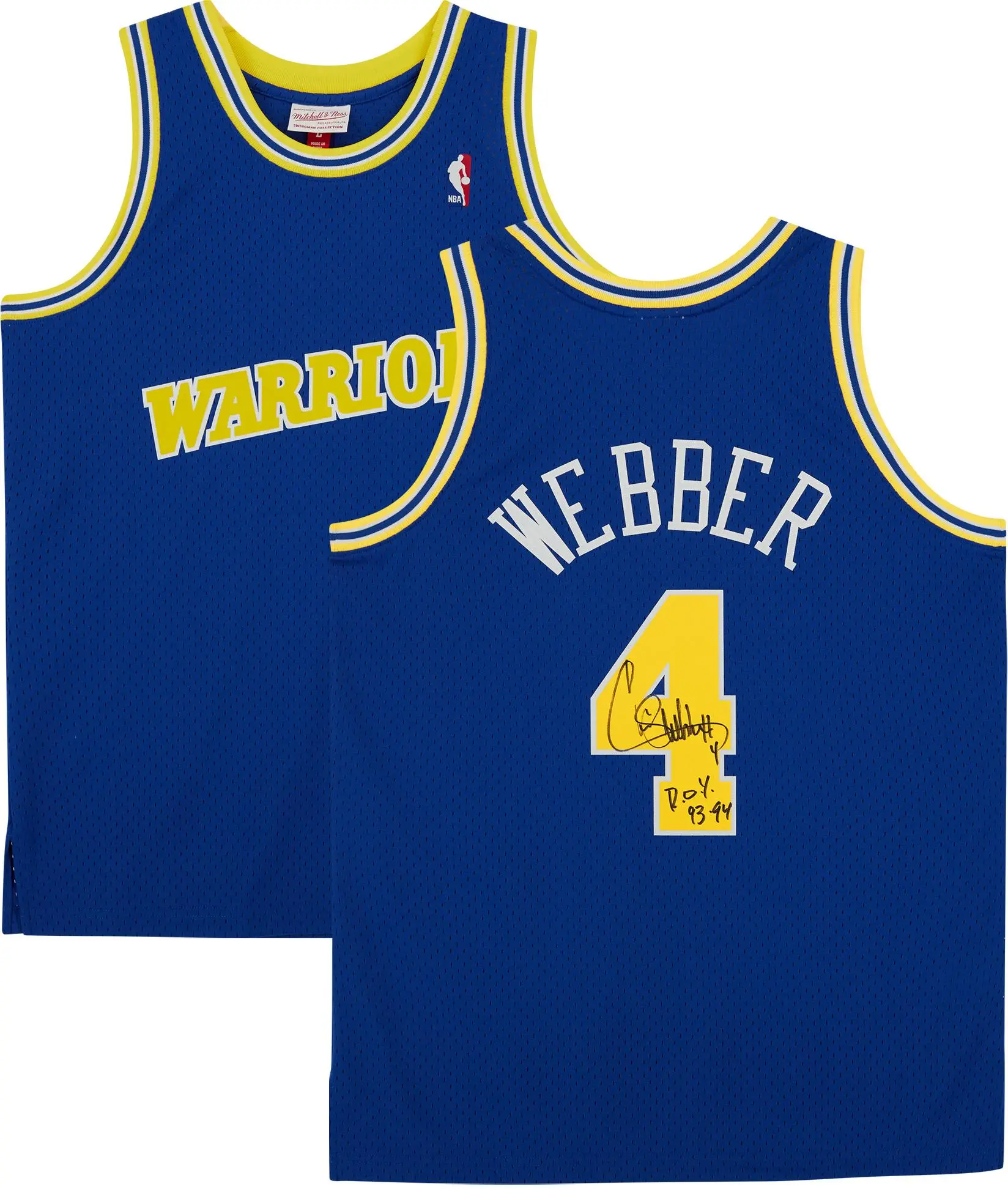 Chris Webber Golden State Warriors Autographed Royal Blue 1993-1994 Mitchell & Ness Swingman Jersey with "93-94 ROY" Inscription - Fanatics Authentic Certified