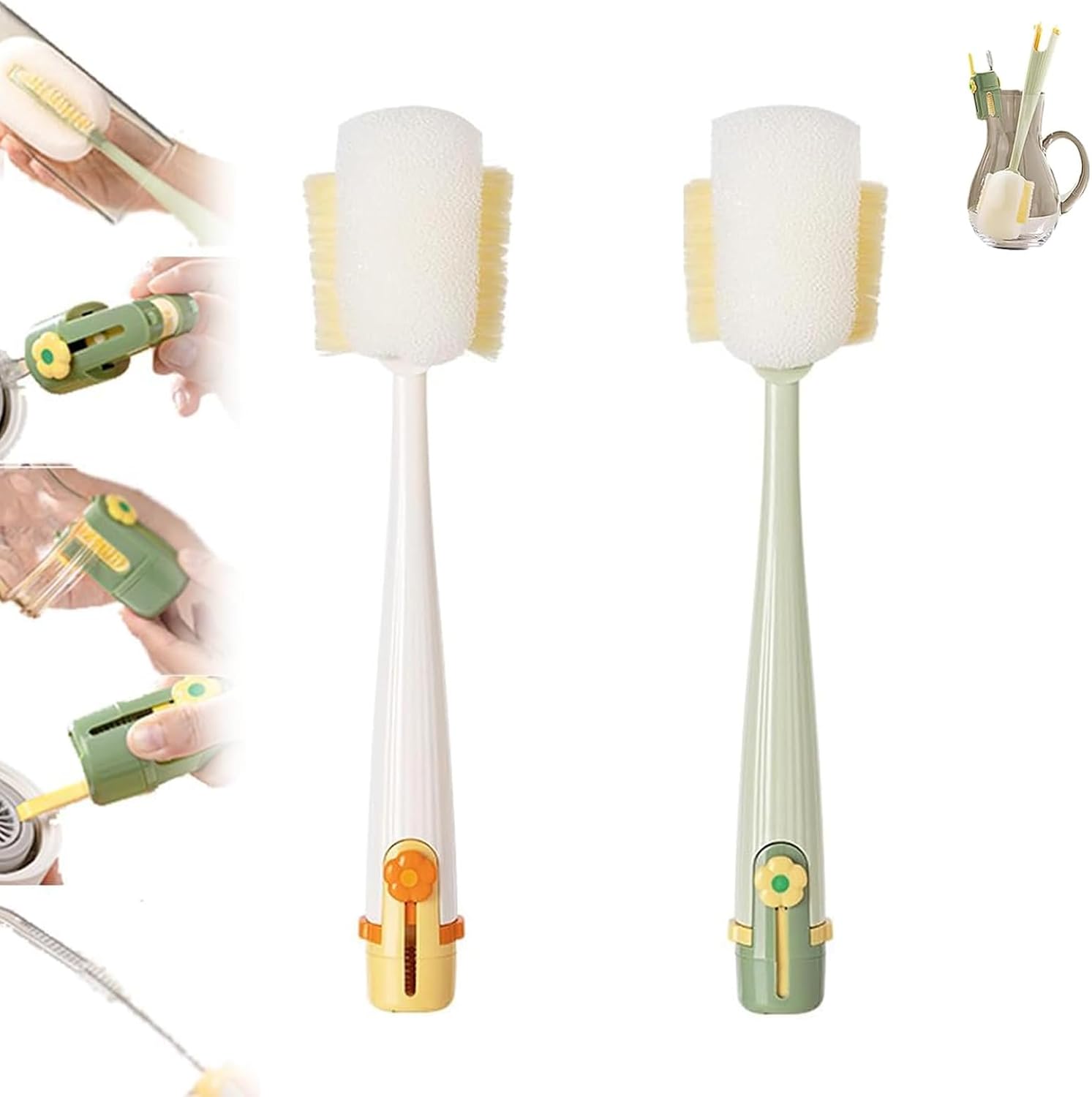 Multifunctional 5-in-1 Bottle Brush Bottlewasher – Great for Cleaning Cup Lids & Home Kitchen Chores