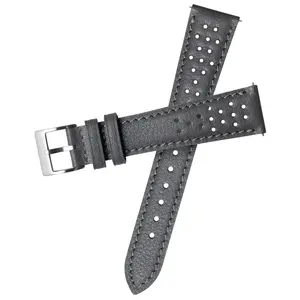 Xeric 20mm Italian Gray Perforated Leather Strap Silver Buckle