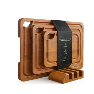 Plaid Wooden Roasting Chicken Board Steak Board Three-Piece Set Kitchen Western Food Pizza Cutting Board Bamboo Splicing Board