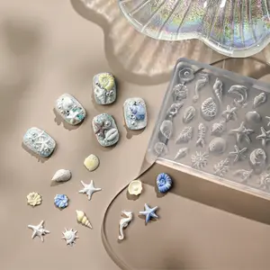 High Clearance Silicone Mold for Nail Art – Seashell Starfish Ocean Beach Theme, Easy Demolding, Reusable & Durable, 1PC DIY 3D Nail Charms Mold for Home & Salon