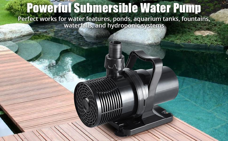 GARVEE 130W 3700GPH Submersible Water Pump, Pond Pump 31Ft Lift Height, Submersible Pump Pond with Power Cord 16Ft, Perfect for Waterfall, Water Fountain, Aquarium, Hydroponic GARVEE 130W 3700GPH Submersible Water Pump, Pond Pump 31Ft Lift Height, Submersible Pump Pond with Power Cord 16Ft, Perfect for Waterfall, Water Fountain, Aquarium, Hydroponic