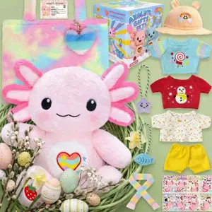Cute large Axolotl Plush animals gorgeous doll Easter Gift Set with 12 Pcs Clothes & Accessories, 13-Inch Stuffed Axolotl Toy, Easter Gift for Girls Kids Ages 4-12