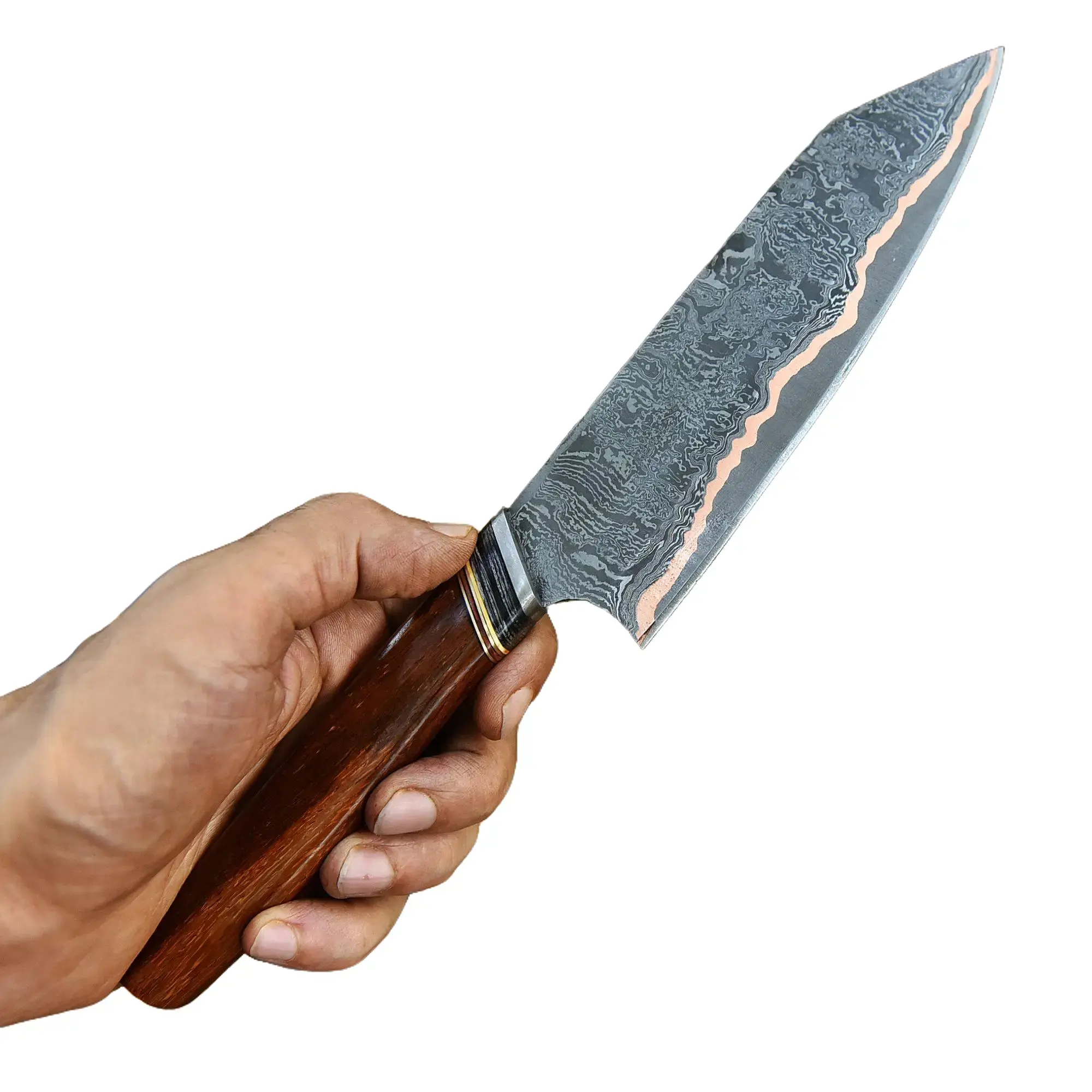 Luxury Billionarie Club  RARE Copper Damascus Chef Knife - Handmade Kitchen Knife - Copper Blade Chef Knife Unique Steel  Meat Vegetable Bbq