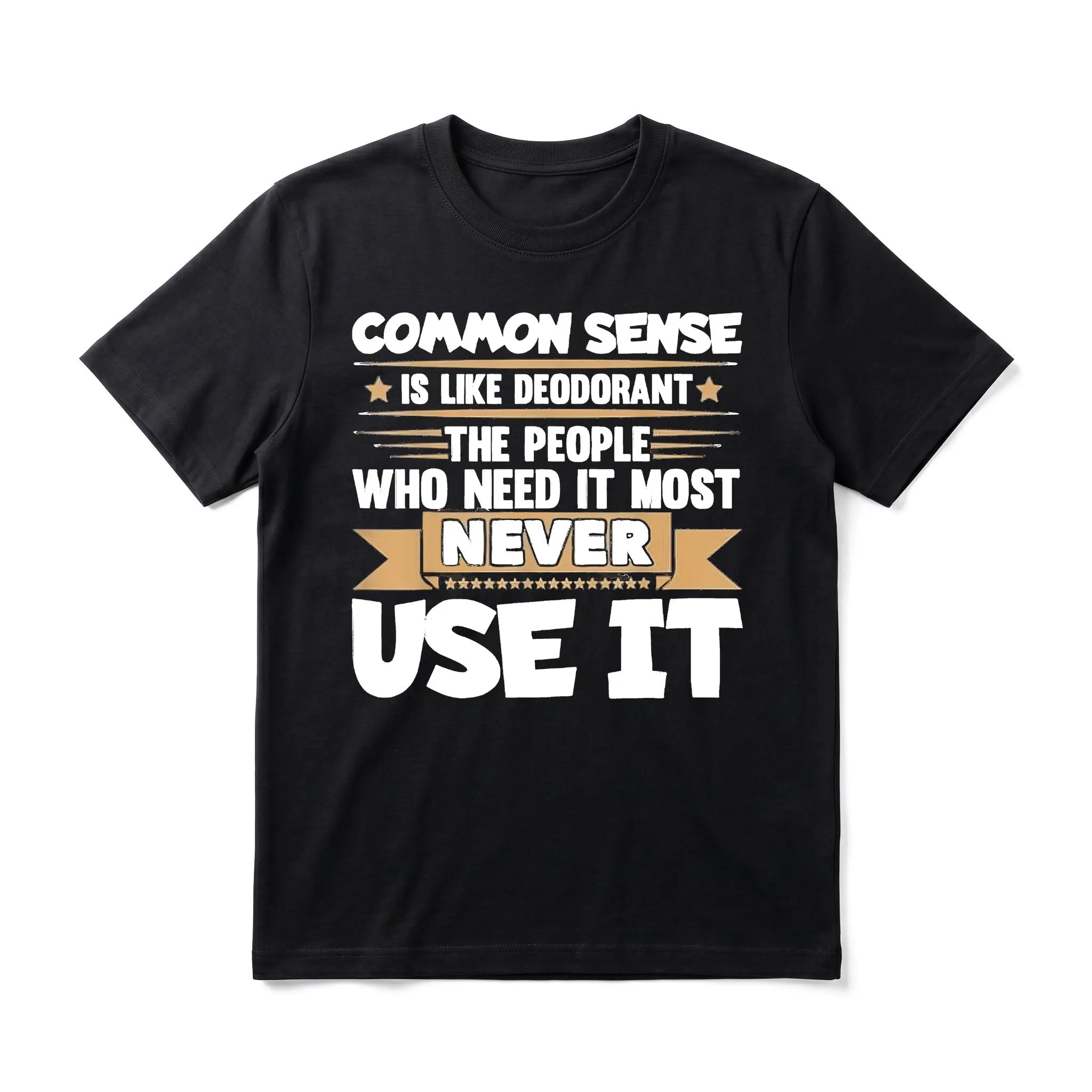 Men's Funny Quote Graphic Short-Sleeve T-Shirt - Black Casual Crew Neck Top with Common Sense Text Print, Humorous Streetwear, Trendy Gift for Men
