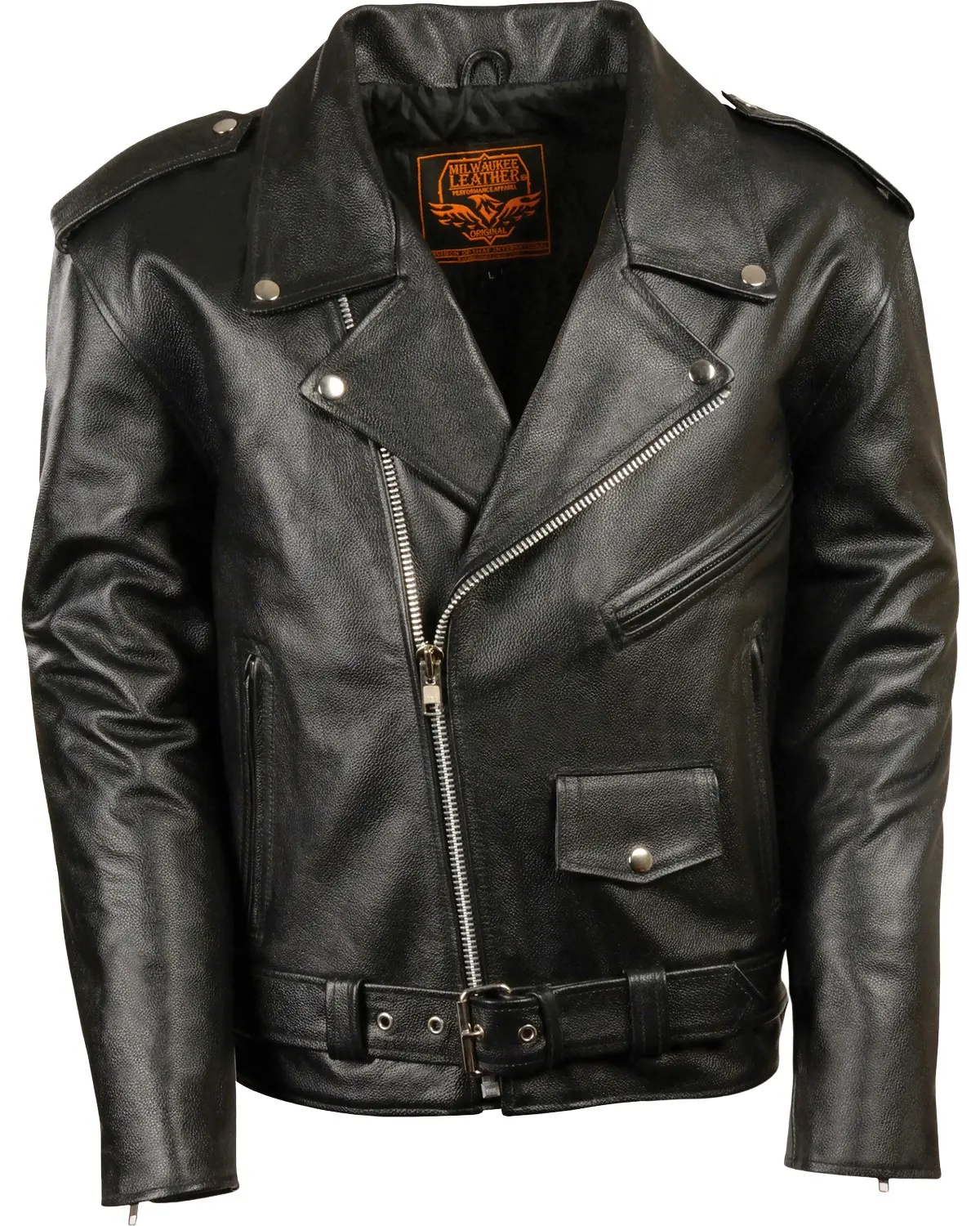 Milwaukee Leather Men's Men'S Classic Police Style Jacket - Lkm1781-Black