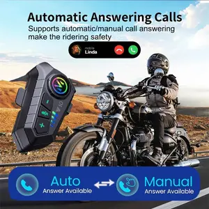 Motorcycle Helmet Headset Bluetooth Headset Voice Control Wireless Handsfree Call  Earphone IPx6 1000mah with Ambient Light speaker phone water