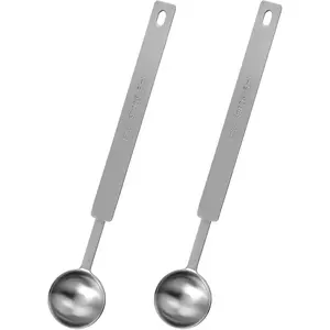 2 count Tsp Measuring Spoon, 1 Tsp/5 mL Long Handle Measuring Spoons, Stainless Steel Teaspoons Measuring Spoon for Accurate Measure Liquid Dry Ingredients Ground Coffee, Cooking & Baking