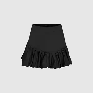 URBAN REVIVO Women's High-Waist Bubble Hem Viscose Blend Mini Skirt - Casual, Comfortable, Elegant Summer Bottom with Flattering Fit