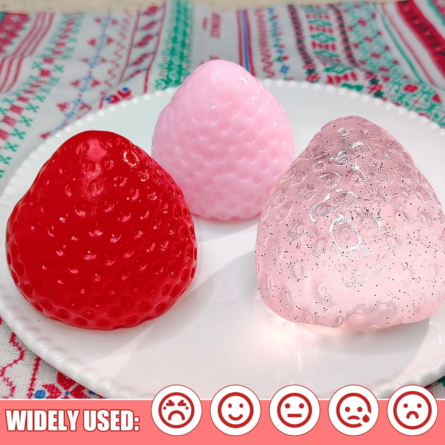 3Pcs Big Taba Squishies Strawberry, Cute Strawberry Squeeze Toys, Upgrade Fruit Squishies, Kawaii Sticky Stress Toy, Clear Fidget Toys, Valentines Gift for Kids, Teen Boys Girls Birthday Gift Ideas