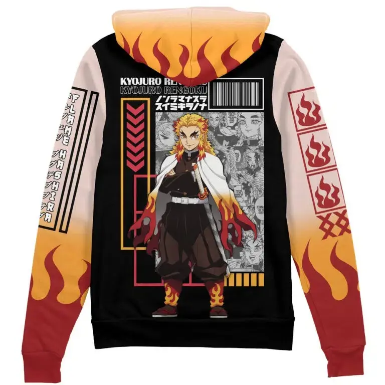 [FREESHIP] Trending Kyojuro Rengoku Demon Slayer Streetwear Zip Hoodie Jacket, Anime fan zip up hoodie, Perfect for Fall & Winter with Fitted Design, Soft Comfortable Sweatshirt #anime  #hoodie #Sweatshirt #ziphoodie