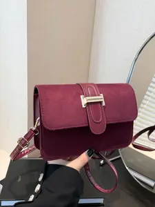 Korean Style Fashion Suede Crossbody Shoulder Bag, High-Quality Synthetic Leather, All-Seasons, Perfect for Work and Commute
