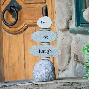 Live Love Laugh Engraved Rock Cairn Sculpture