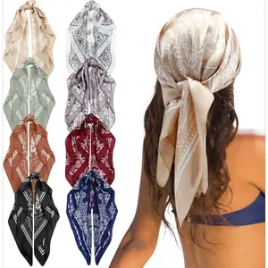 A Set of 8/4 Pcs 27.5 x 27.5 Inch Square Satin Head Scarves,Women Silk Bandana Hair Scarves Hair Wrap Neck Scarf for Sleeping,Christmas Party Gifts,Hand Tools Kits