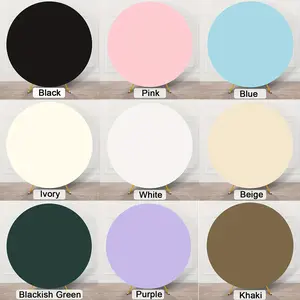 Party Banner Pull Flag Round Background Stand Cover, Elastic Fabric Backdrop for Photography Birthday Wedding Home Decor, No Stand Included